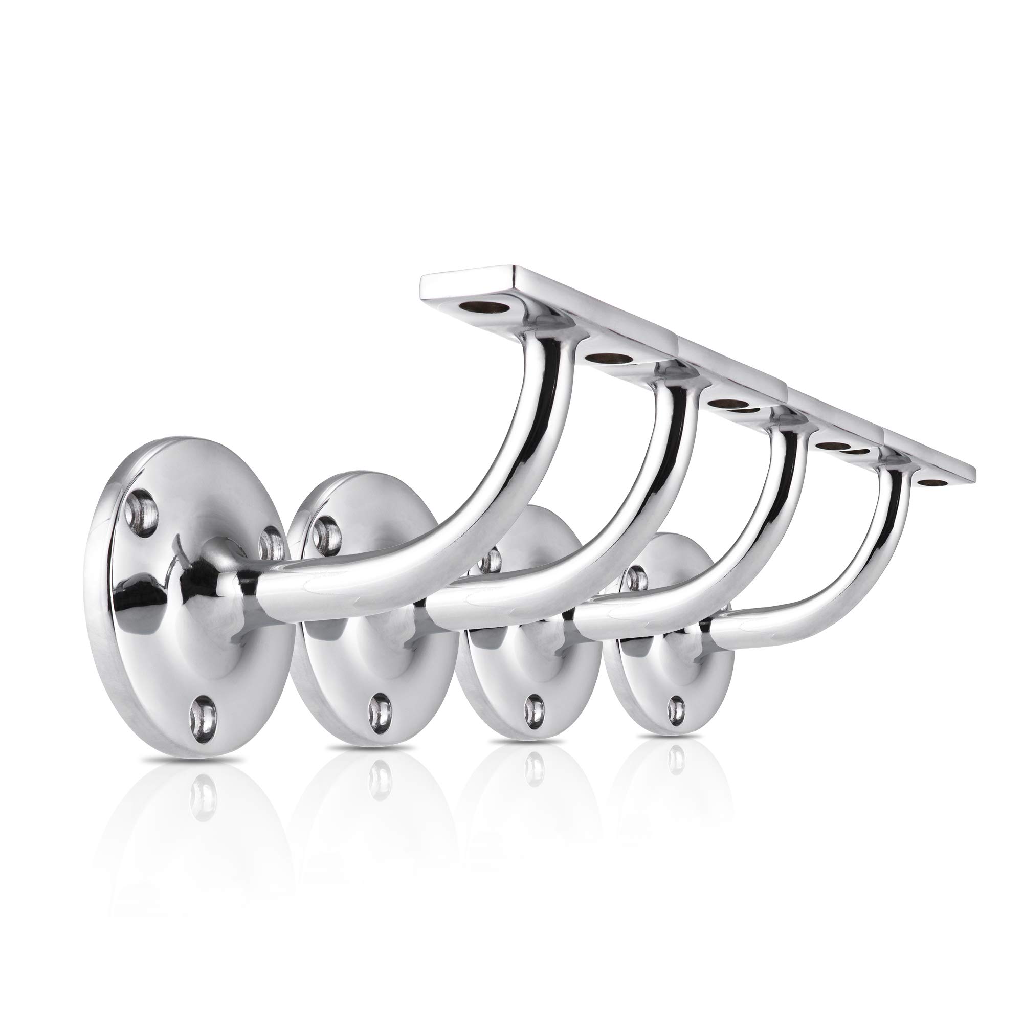 XFORT Set of 4 Polished Chrome Handrail Brackets, Banister Brackets for Stair Banister Handrail. โ image 1