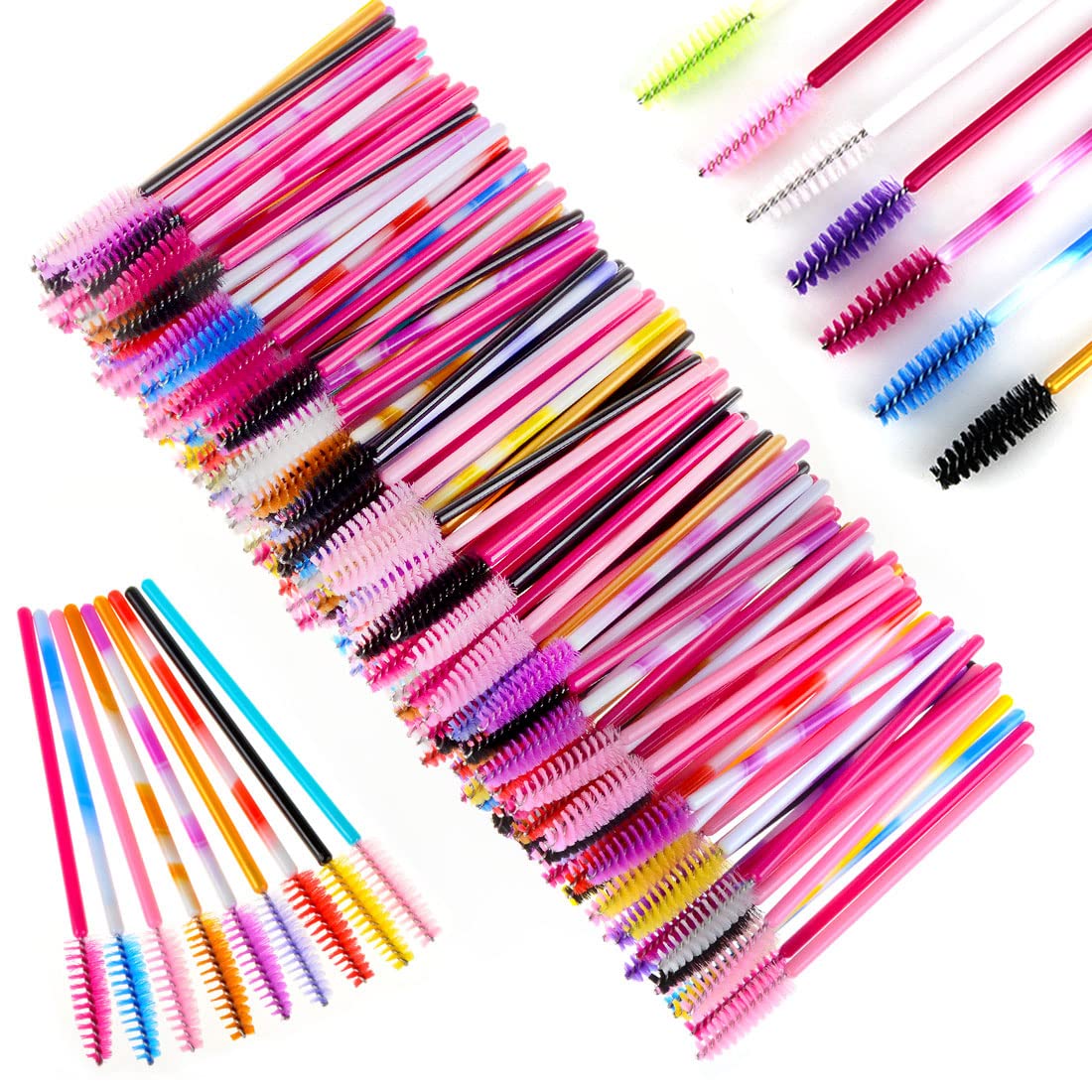 200 Pcs Disposable Mascara Wands Eyelash Brushes Eye Lash Makeup Applicators (Multicolor)