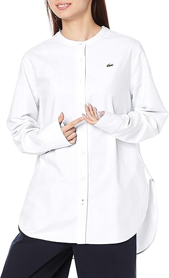 Amazon ラコステ シャツ 公式 マオカラーオックスフォードシャツ レディース Cf1229l シャツ ブラウス 通販