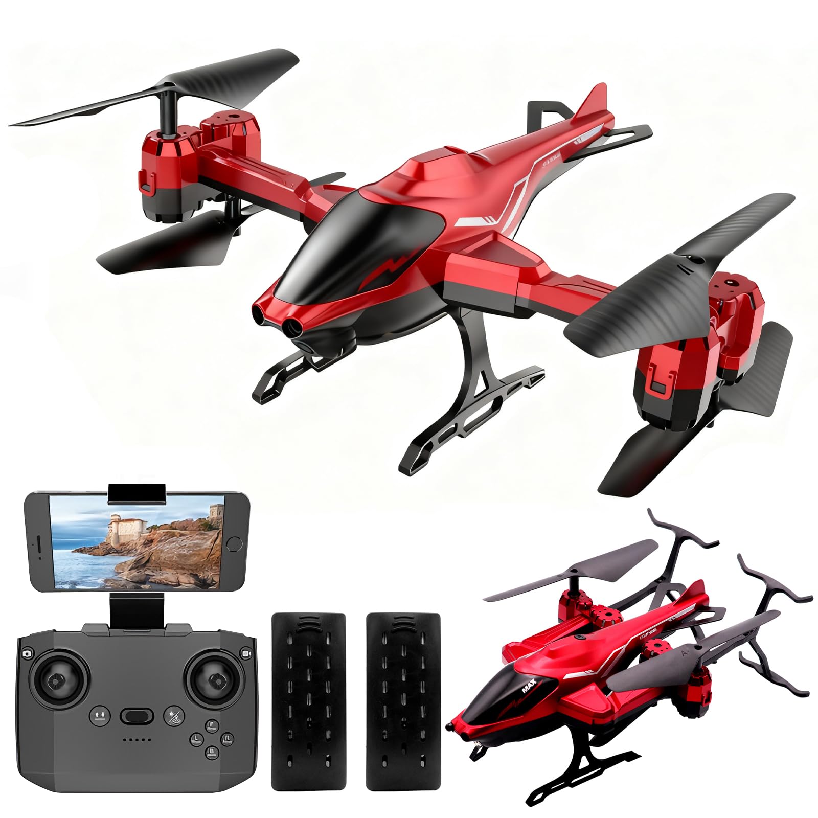 OBEST Remote Control Helicopter, 2.4GHz Foldable RC Drone with Obstacle Avoidance, Dual Batteries, 360° Flips, Altitude Hold, One-Key Takeoff/Landing, Kids Toy Quadcopter for Boys & Girls