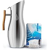 Invigorated Water pH Vitality Alkaline Water Filter Pitcher for Drinking Water Stainless Steel - Water Pitcher with Filter for Tap Water, High pH Filtered Purifier with Alkaline Filter - 1.9L (Silver)