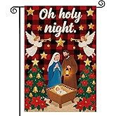 Christmas Holy Night Garden Flag 12x18 Inch Double Sided Winter Holiday Nativity Yard Decorative Flag for Outesid