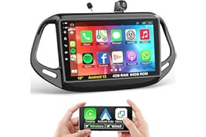 Upgraded Car Stereo Radio for Jeep Compass 2017 2018 2019 2020 - Carplay Wireless and Android Auto GPS Navigation - 4GB + 64G