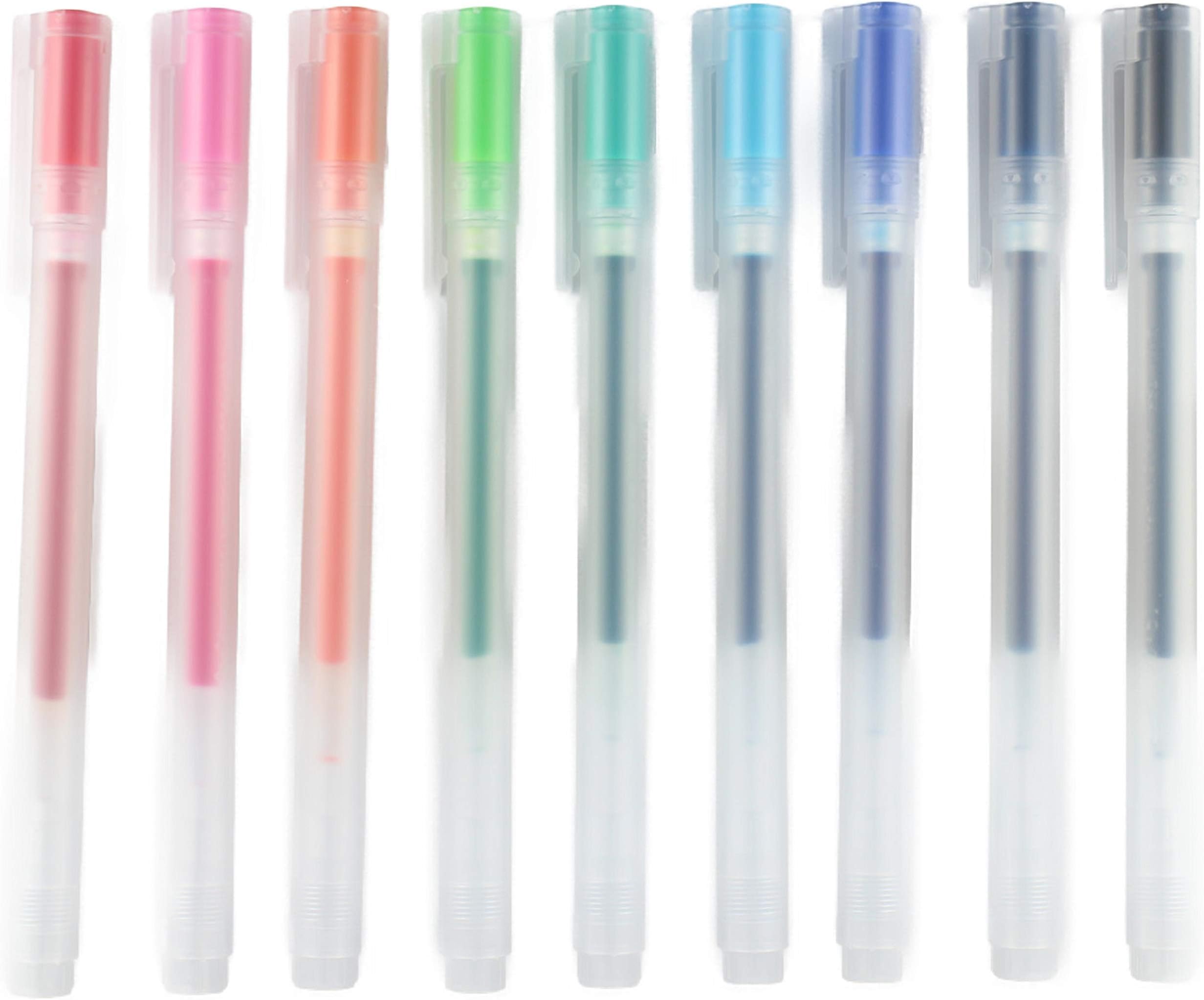 MUJIRUSHI Gel Ink Ballpoint Pens 0.38mm 9 colors with Japanese Stationery Store Original Pen Case Set.(0.38mm-9C)