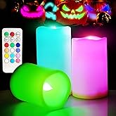 SWEETIME Multi Color Changing Flameless Candles with Timer, Led Outdoor Waterproof Candles, Battery Operated Candles with Flickering Flame for Christmas(4