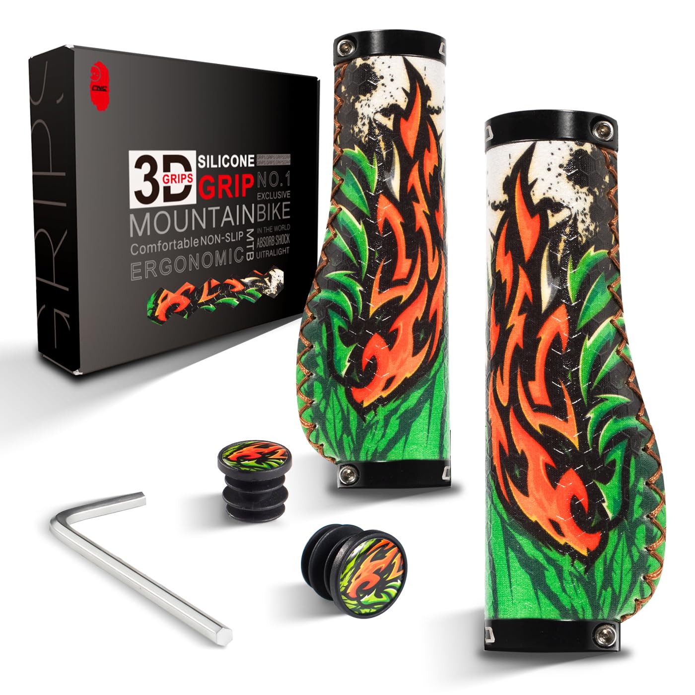 CNCLOL Ergonomic Bike Handlebar Grips,Silicone Mountain Bike grips for Bicycle MTB/BMX.