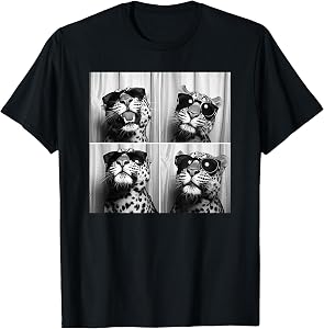 Leopard Face Wearing Sunglasses Funny Animal Leopard Graphic T-Shirt