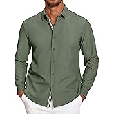 COOFANDY Mens Casual Button Down Shirt Untucked Long Sleeve Stretch Denim Dress Shirt