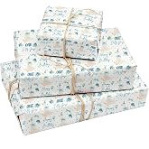Greatingreat 5 Sheets Silly Goose Themed Gift Wrap Birthday Wrapping Paper | Baby Shower Supplies, Blue Animal Design, 29.5x19.7 Inch