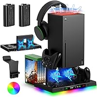 FYOUNG Upgrade Cooling Fan Stand &Controller Charging Station for Xbox Series X with 15RGB Light, Charger Dock for Console Ac