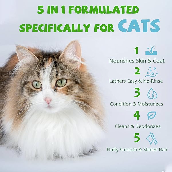 PETSTORAL WATERLESS CAT SHAMPOO NO RINSE KITTEN SHAMPOO, EASY CAT BATH CLEANER – HYPOALLERGENIC CAT SHAMPOO FOR LONG AND SHORT HAIR