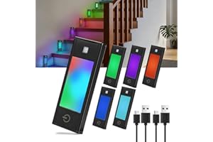V4light RGB Motion Sensor Ambient Lights, Aluminum Rechargeable Wireless Accent Night Lights with 6 Colors & Auto Change, Ind
