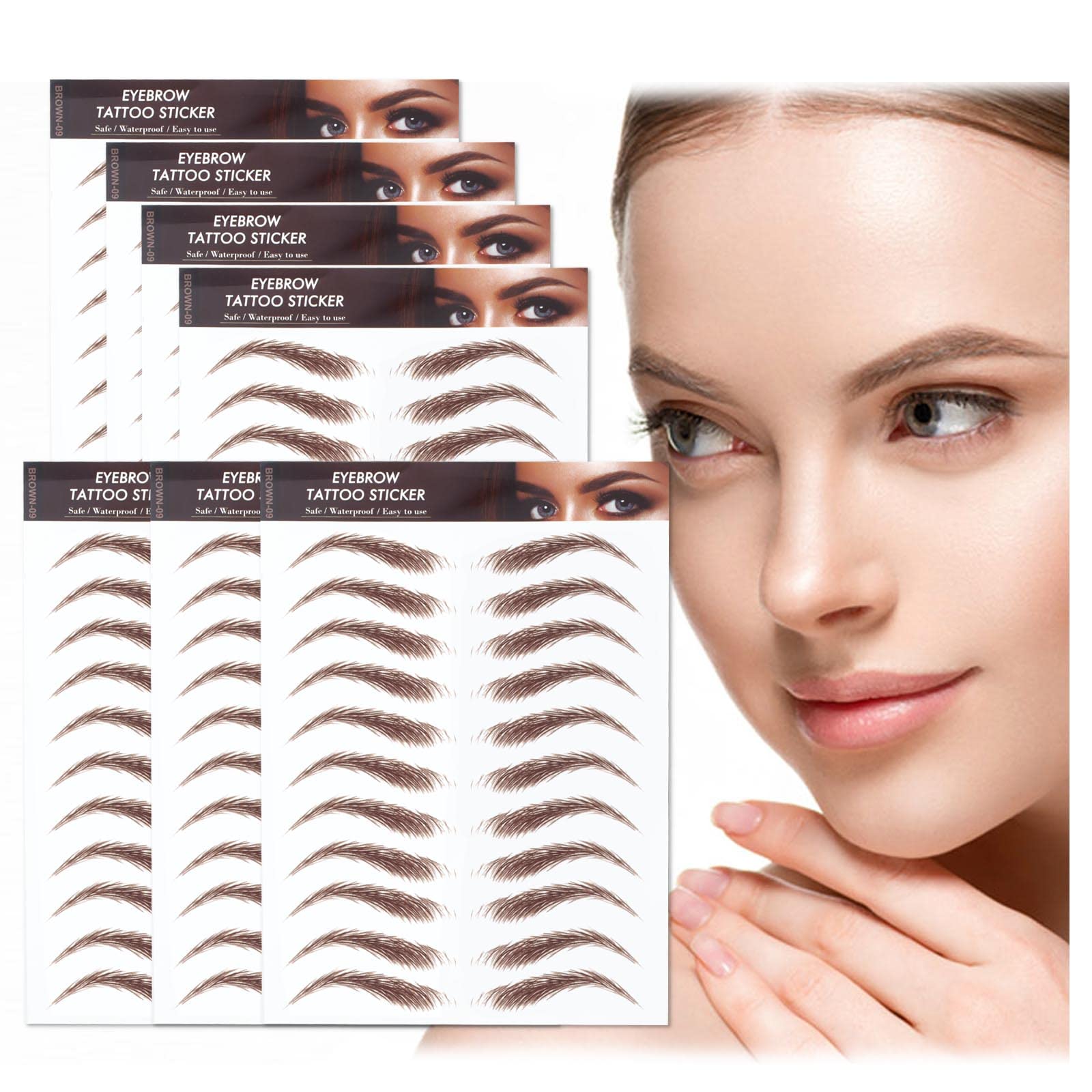 AWAVM 7Sheets/77Pairs 4D Hair-Like Tattoo Stickers Waterproof Natural Fake Eyebrow Stickers,Long Lasting Eyebrow Grooming Shaping Perfect for Women and Girls (Brown-10) — image 1