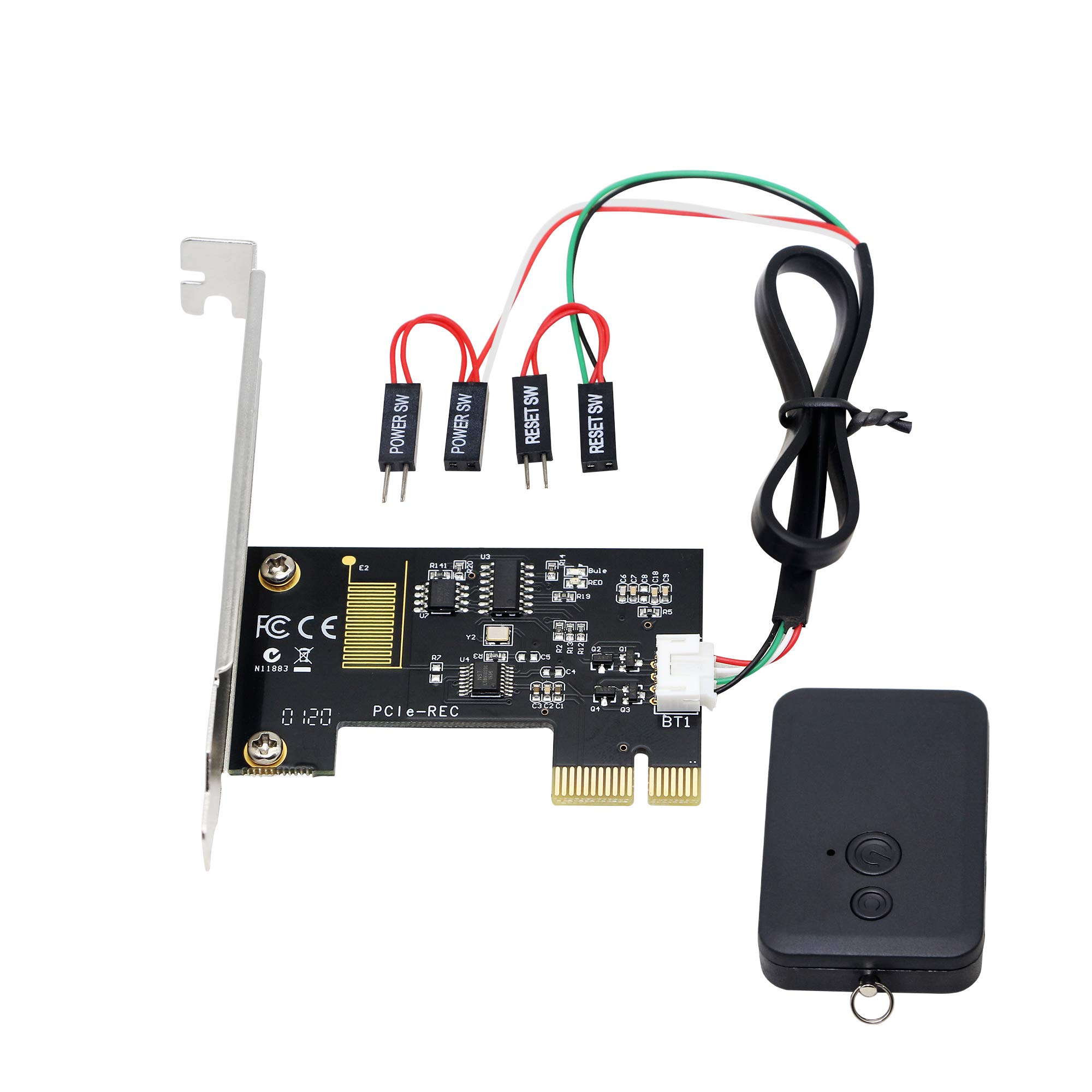 CERRXIAN PCIe Wireless Computer Remote Control Switch, 2.4G Wireless Remote Computer Power/Reset Switch Control