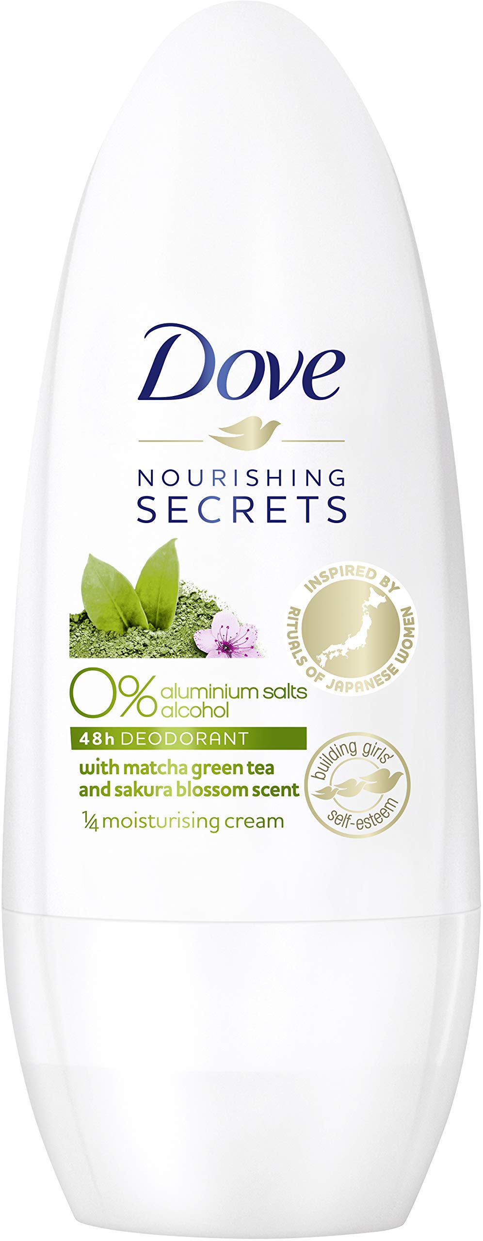 Dove Matcha roll-on deodorant pack of 6 green tea and cherry blossom fragrance without aluminium roll-on (6 x 50 ml)