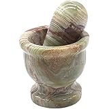 Onyx 2" Mortar & Pestle Set - Hand Carved from Pakistan - Natural Stone - Mini Travel Size Mortar - Pill Crusher - Witches Al