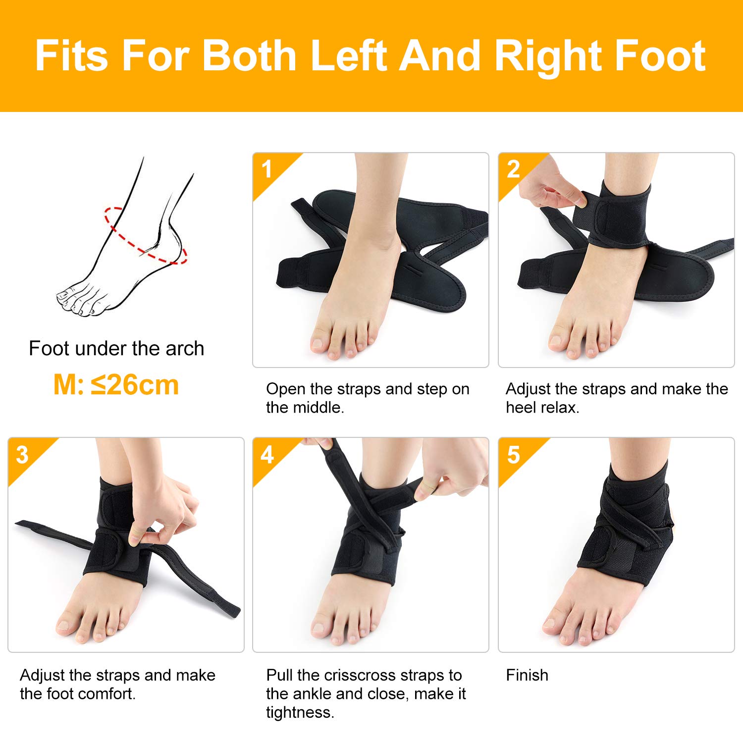 SENWOW Ankle Support, Adjustable Ankle Brace for Sports Running and Sprain Recovery, Protects Against Arthritis (Sold as Single Item)