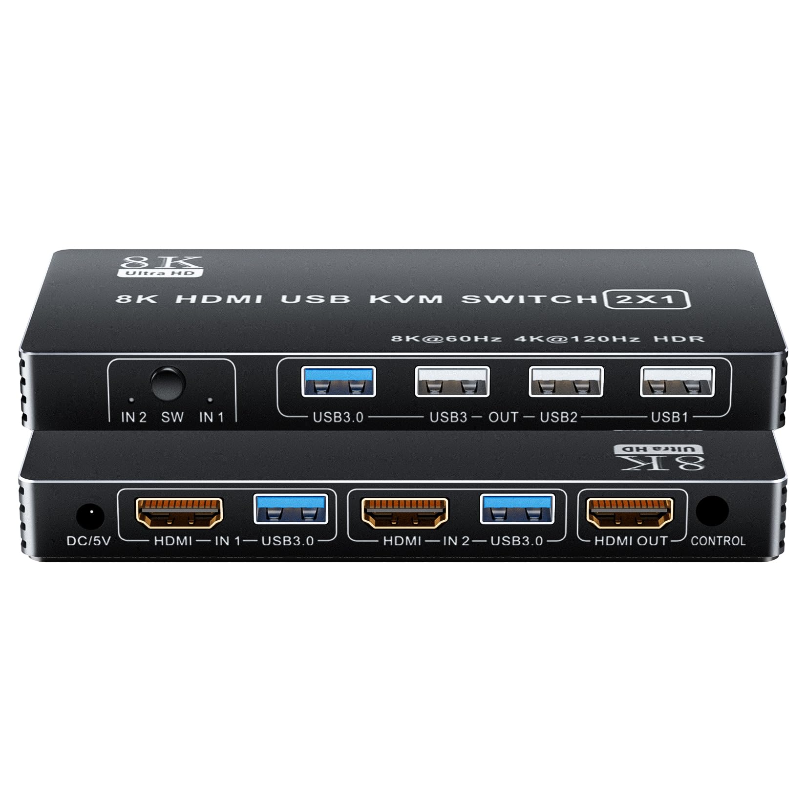 8K HDMI KVM Switch 1 Monitor 2 Computers, BolAAzuL USB 3.0 HDMI KVM Switcher w/Desktop Controller for Nvidia AMD Xbox Series X S PS5/4 pro (without Keyboard Hotkey Switching)