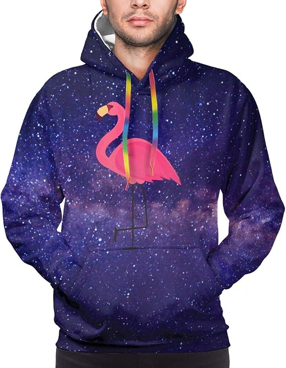 Amazon.com: Pink Flamingo Men's Sweatshirt Pullover Hoodies Hooded Hoodie 3D Print Pocket Tops 