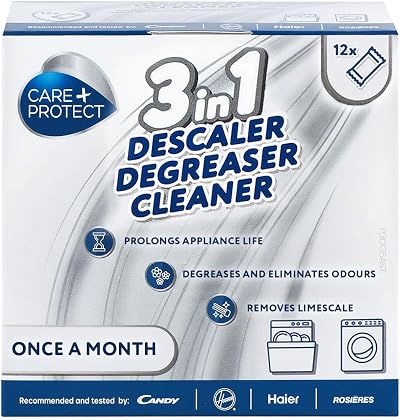 Care + Protect 3in1 Washing Machine Dishwasher Cleaner 12 Sachets