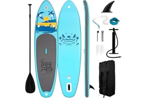 FunWater Inflatable Stand Up Paddle Board with Premium SUP Paddleboard Accessories, Anti-Slip EVA Deck, 11'/10'6'' Paddle Boards for Adults & Youth of All Skill Levels