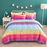 Yogeneg Colorful Polka Dots Kids Comforter Sets Twin Size for Teen Girl &Boys Women, Circles Printed Rainbow Comforter with Pillowcase, Microfiber 2 Piece Bedding Set,All Season (Rainbow C, Twin)