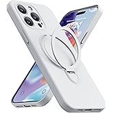Mephoro Magnetic Stand for iPhone 14 Pro Max Case, Liquid Silicone Case, [Compatible with MagSafe][Built-in Kickstand&Ring Holder] Anti-Scratch Soft Microfiber Lining, White