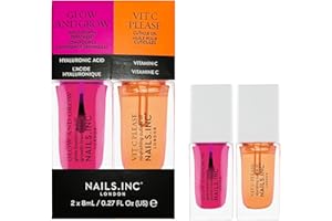 Nails Inc Mini Nail Treatment Duo, Glow & Grow Nail Growth Treatment, Vitamin C Nourishing Cuticle Oil, Strong Nails, Smooth Nails, Promote Nail Health, Ultra Glossy, Cruelty Free, Vegan, 2 Piece Set