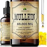 HERBALICIOUS Mullein Drops for Lungs – Organic Lung Cleanse Supplement with Mullein Leaf Extract (Verbascum Thapsus) – Vegan, Non-GMO Liquid Formula – 2 Fl Oz