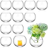 12 Pcs Glass Bubble Bowl Vase Bulk, Clear Round Glass Centerpiece Bowls for Valentine's Wedding Table Decor, Fish Flower Bud Vase Terrarium for Event Party DIY (3.5" h X 4.7" w)