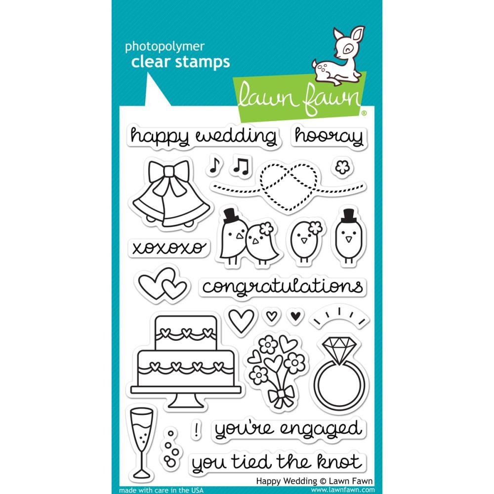 Lawn Fawn Happy Wedding 4"x6" Clear Stamps LF887
