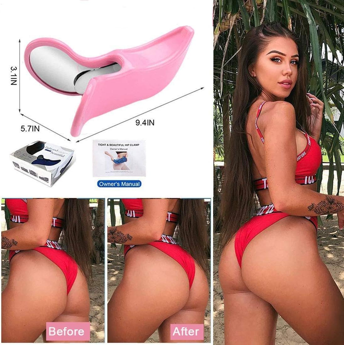 Kegel Exerciser, Hip Trainer ，Premium Pelvic Floor Muscle Medial Trainer Hip Trainer Buttocks Lifting Correction Beautiful Buttocks Bladder Control Device Yoga Body Shape Tools for Women (Pink): Sports & Outdoors