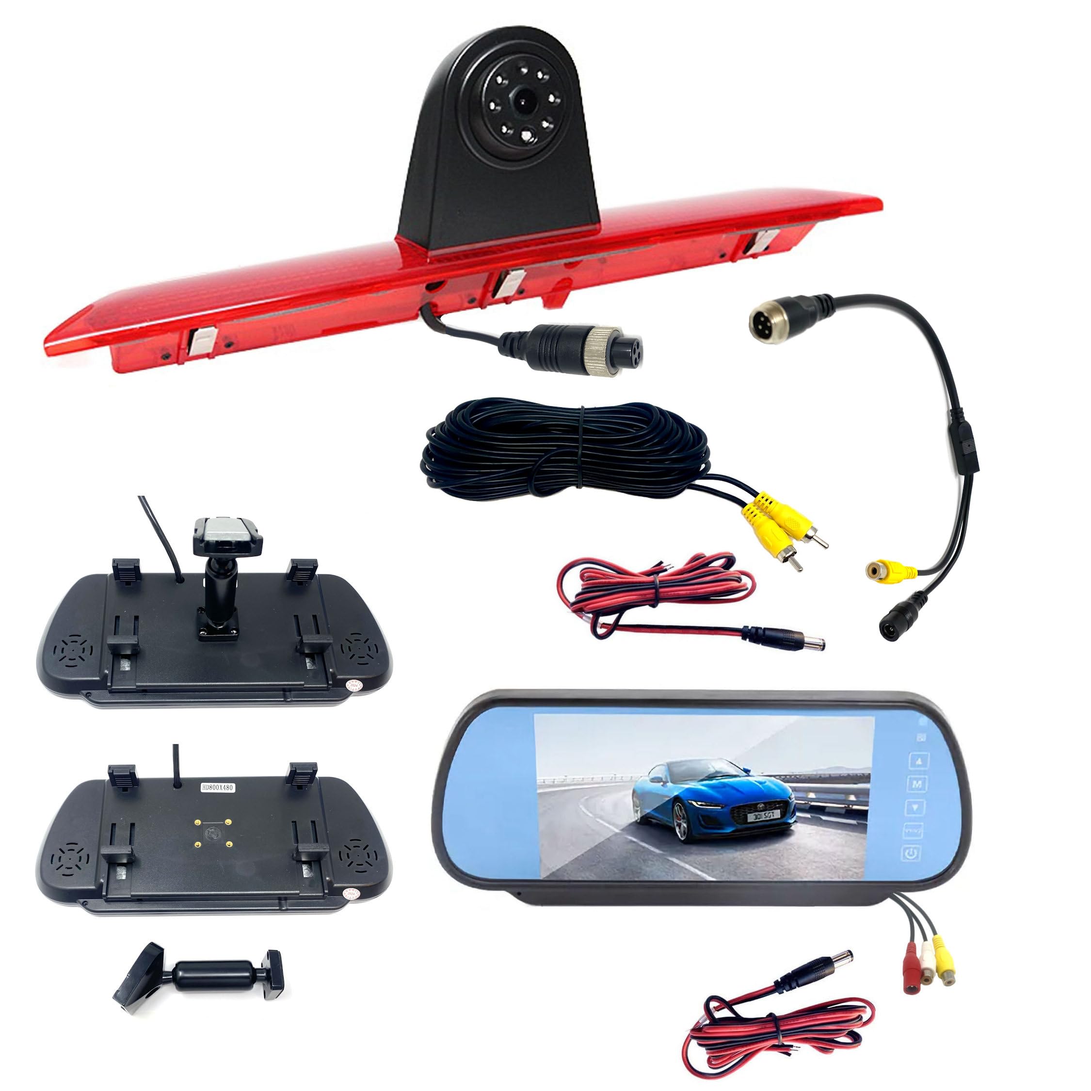 Dolphin Automotive Van Rear Brake Light Reversing Camera Fits Ford Transit Jumbo 2014 onwards WITH 7" Mirror Mounting Monitor/Screen