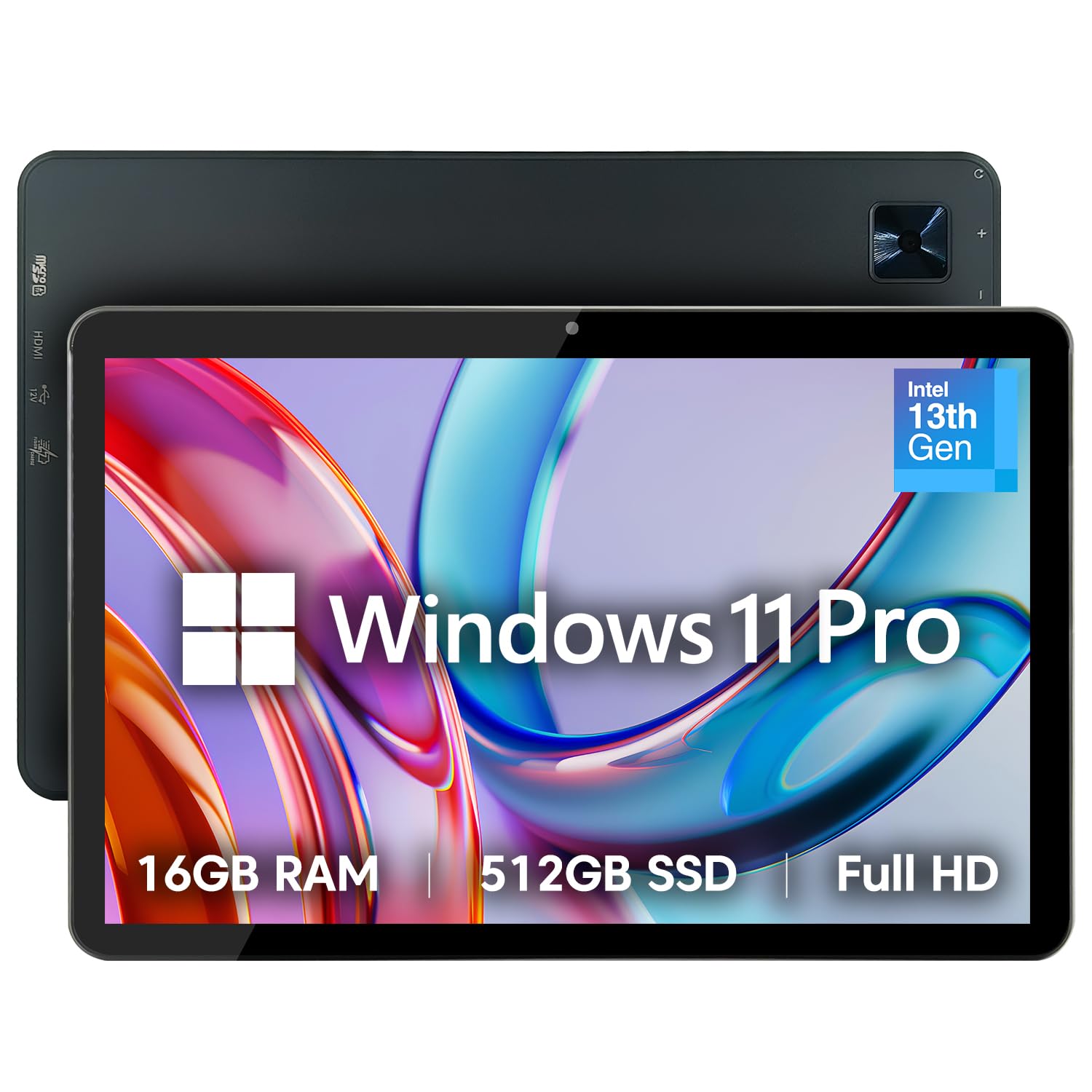 Fusion5 10.1” Windows 11 Professional Tablet PC FWIN232 PRO NEO - 16GB RAM, 512GB SSD, Intel 13th Gen, Full HD, USB C, Micro HDMI - 10 Inch Ultra Slim Windows Tablet Computer, Expandable Storage