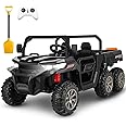 Hikole 24V Ride On Dump Truck with Electric Dump Bed, 4WD 6X6 2 Seater Ride On Truck Car with Remote Control, Shovel, Music Player,Electric Ride On UTV for Kids Boys Girls 3-8,Black