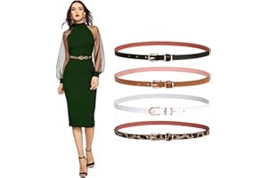 SANSTHS 4 Pack Women Thin Belts for Jeans Dresses Coats Skinny Women Belt with Gold Alloy Buckle