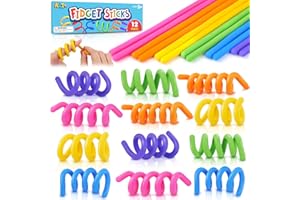 KLT Fidget Toys Sensory Sticks for Kids: 12 Pack Sensory Toys for Kids with Autism Calming - Quiet Fidgets for Classroom Must Have - Creative Students Prizes Fun Party Favors Gifts