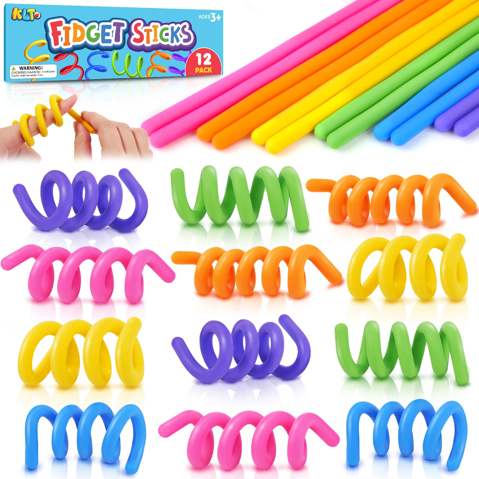 Photo 1 of Fidget Toys Sensory Sticks for Kids: 12 Pack Sensory Toys for Kids with Autism Calming - Quiet Fidgets for Classroom Must Have - Creative Students Prizes Fun Party Favors Gifts