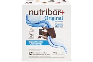Nutribar Original Belgian Chocolate Flavoured Protein Bars, Meal Replacement, High Protein,High Fibre, 12-Count