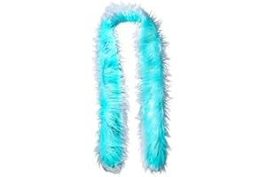 DreamsEden Cool Fun LED Light Up Boa Glow Party Scarf, White Faux Fur, USB Rechargeable