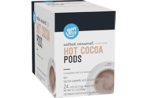 Amazon Brand - Happy Belly Hot Cocoa Pods Compatible with 2.0 K-Cup Brewers, Salted Caramel Flavored, 24 Count