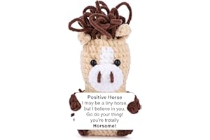 JoycuFF Mini Horse Crochet Animal Positive Emotional Support Gift, Graduation Gifts for Her, Birthday Gifts Women Daughter Friend Valentines Day Crochet Horse