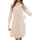 MEROKEETY Women's 2025 Fall Long Sleeve Sweater Dress Turtleneck Ribbed Knit Bodycon Work Mini Dresses