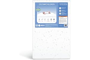 Delta Children Twinkle Galaxy Limited 4-inch Mini Crib Mattress - Premium Sustainably Sourced Fiber Core - Waterproof - GREENGUARD Gold Certified (Non-Toxic) - 5 Year Warranty - Made in USA