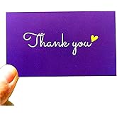 RXBC2011 100 Little Thank You Cards Gold Heart Design Bulk Thank you Notes for All Occasions 3.5 x 2 Inch Violet