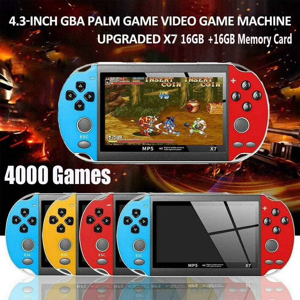 4000+ games 32G ROM X7 PSP console handheld game machine 4.3\ ps4 Portable Consoles (Red & Blue)