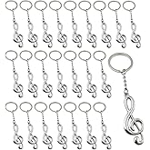 vesaneae 24 Pcs Musical Note Keychains, Zinc Alloy Music Keychain, Silver Music Symbol Key Rings Great Gifts for Music Lovers