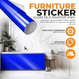 vgoltd Glossy Self-Adhesive Vinyl Wrap 60x500 cm Brilliant Blue Roll view 2