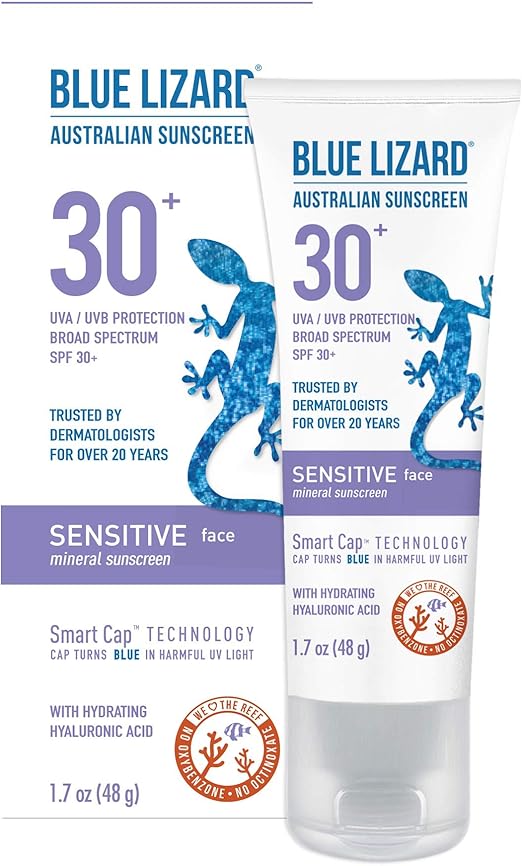 blue lizard sensitive face sunscreen
