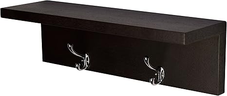 Amazon Starplatinum 壁掛け 収納 壁美人 シェルティシリーズ ホッチキスで止めるだけ 取り外し簡単 傷跡目立たない L字シェルフ フック付き ブラウン ハンガーラック オンライン通販